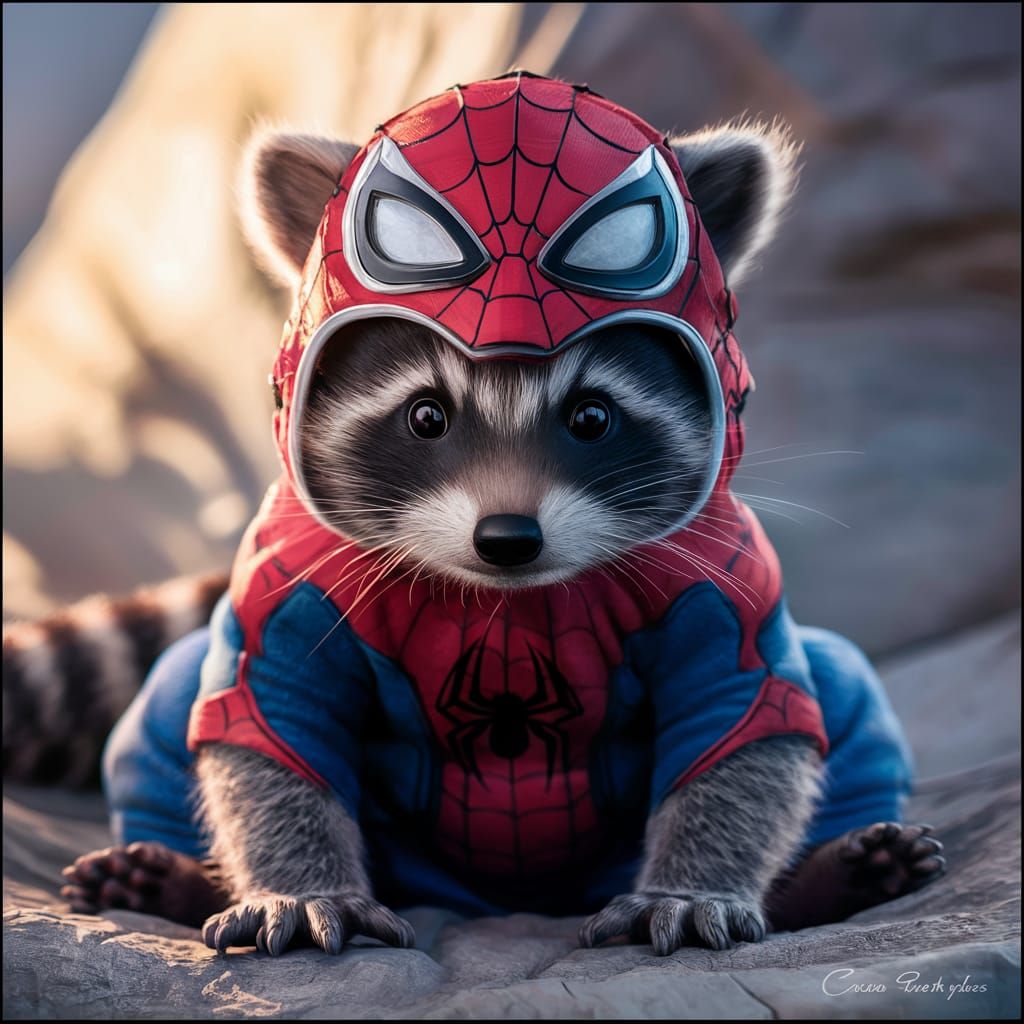 Baby Raccoon in Spider-Man Costume: Hyperrealistic Avengers ...
