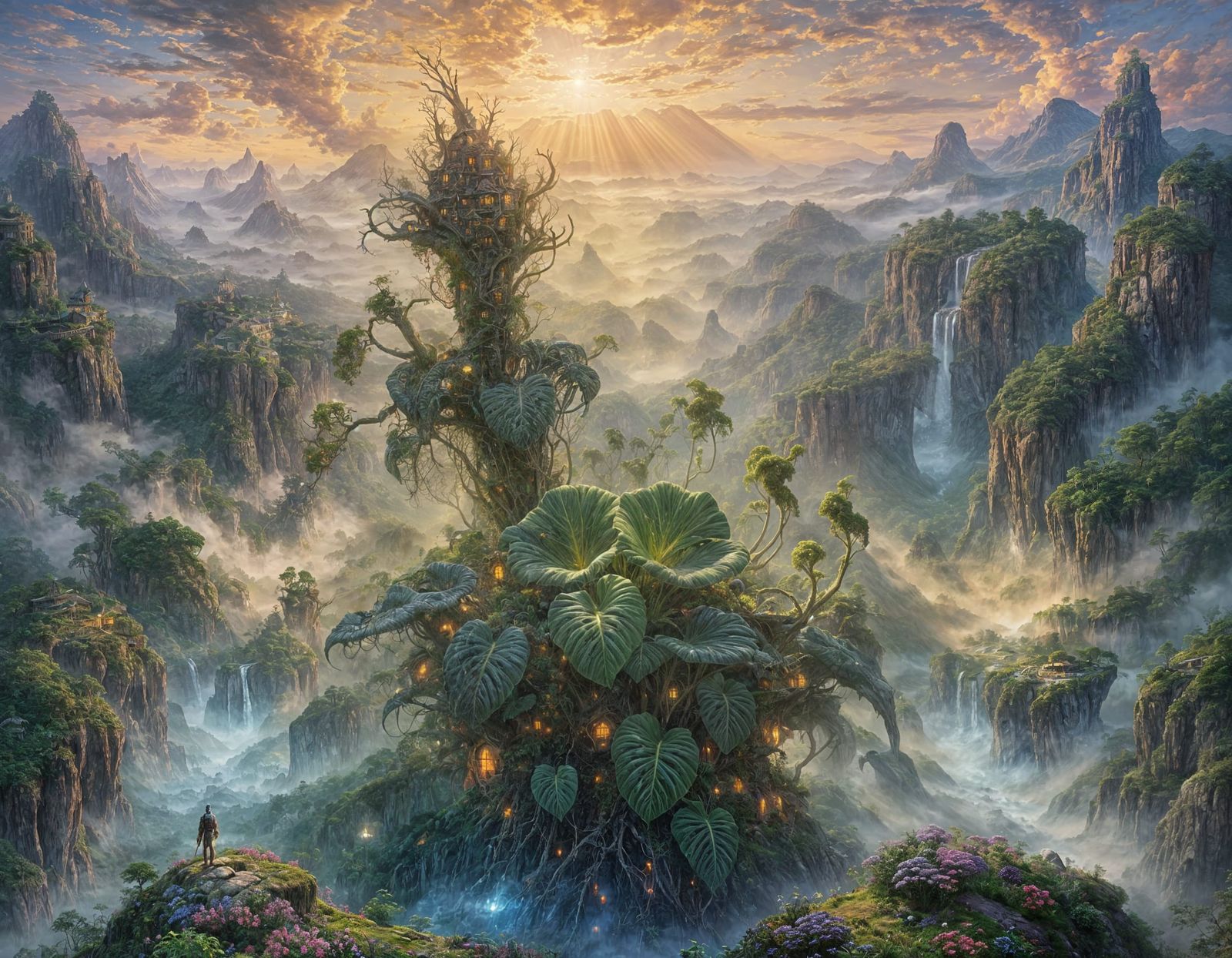 Ethereal Alien Plant in a Misty Landscape