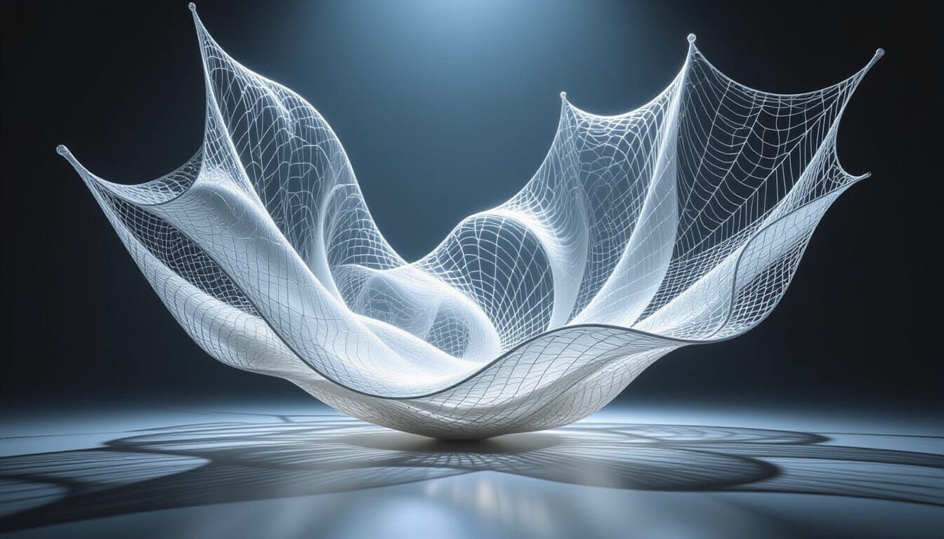 Ethereal Spiderweb Sculpture in Dramatic Light