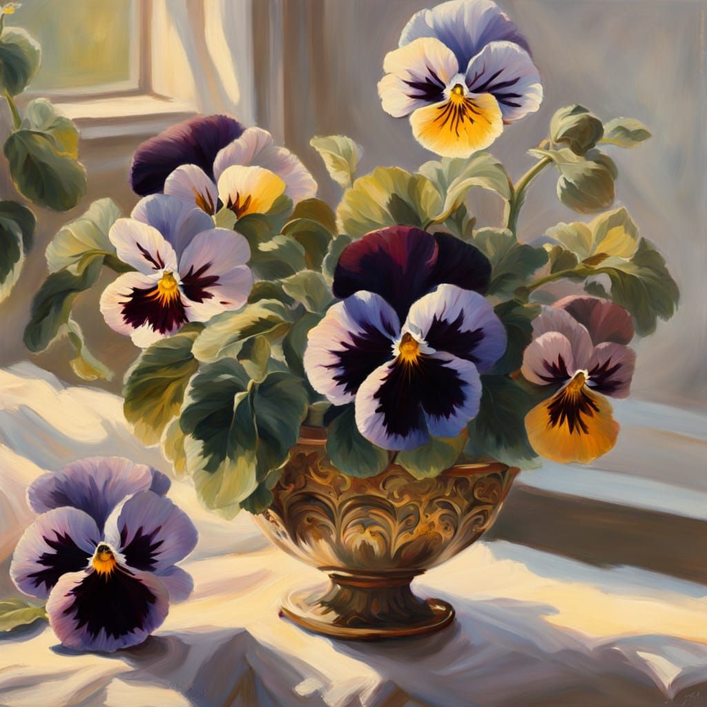Pansy Flower in Baroque Painting Style