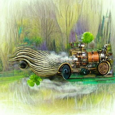 Steampunk Engine in Wind in the Willows Setting