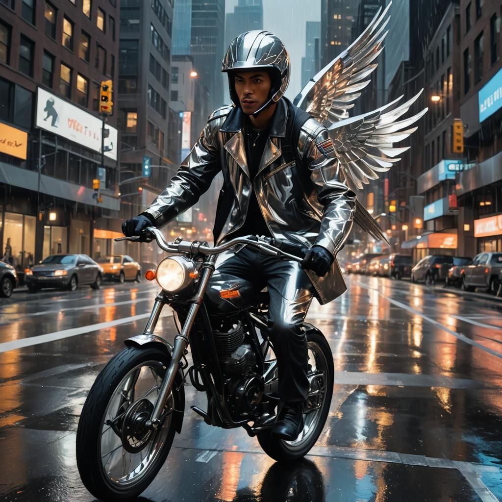 Mercury Rides in Neon City, Marvel Comic Style