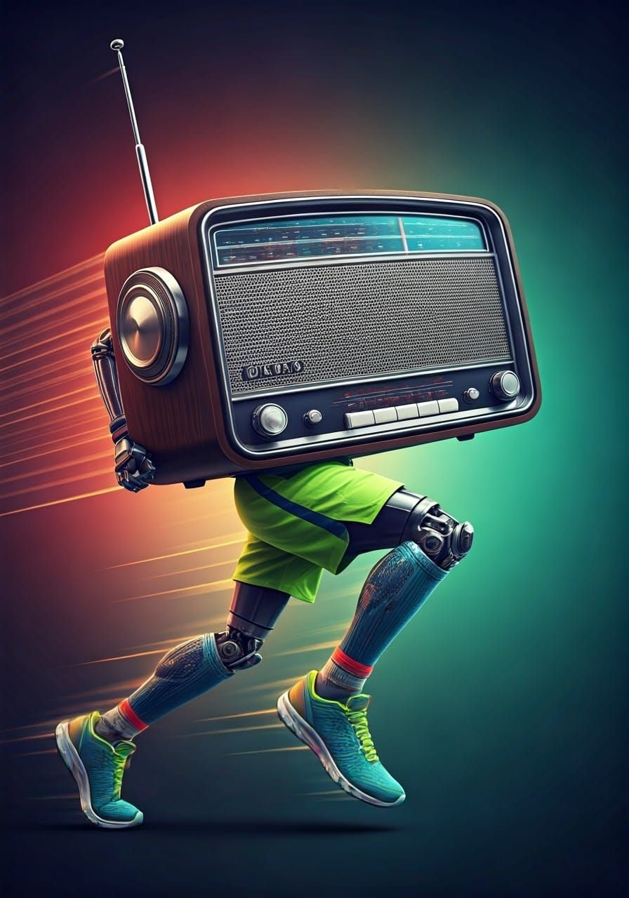Vibrant Radio Athlete in Motion