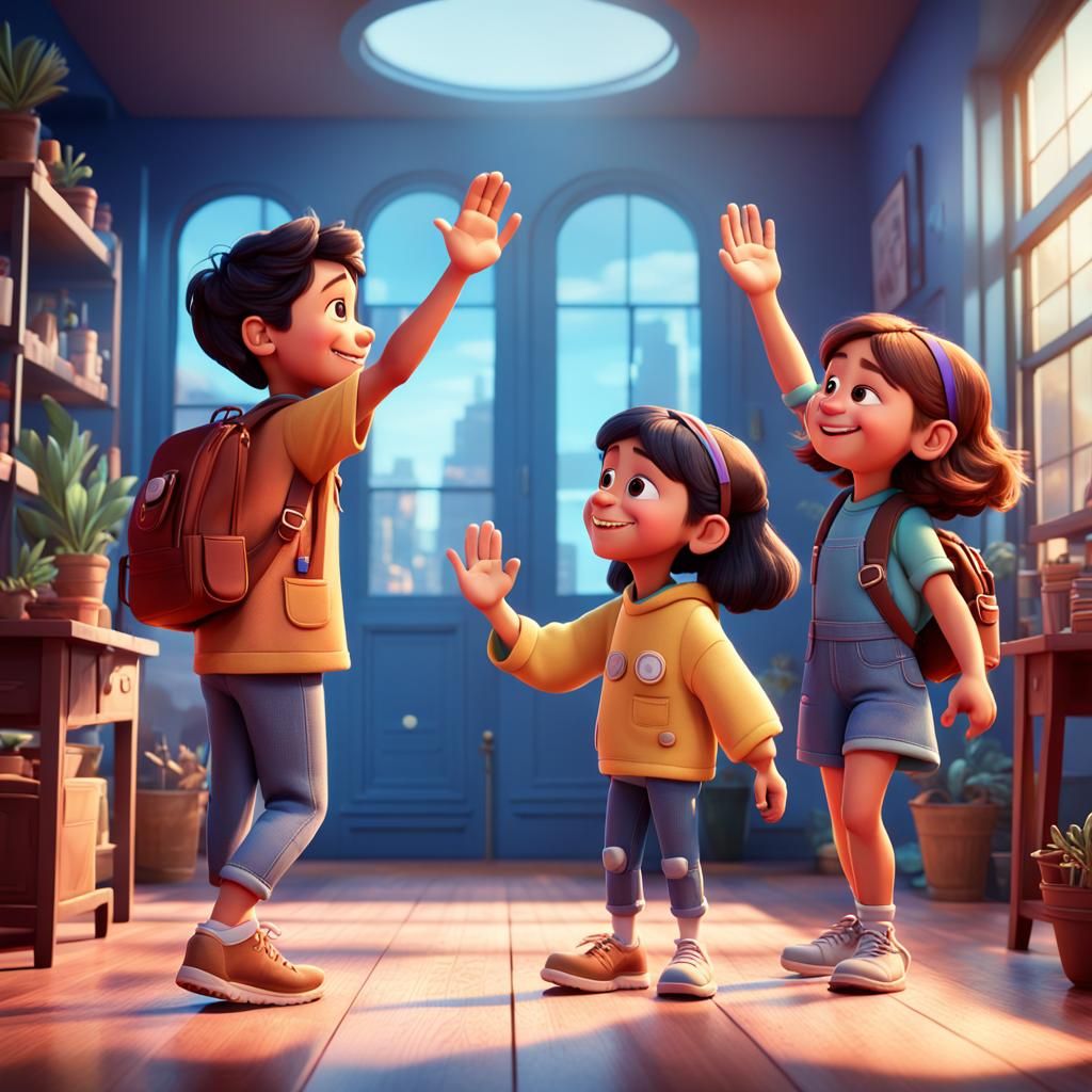 Friends Celebrate After Work in Pixar Style