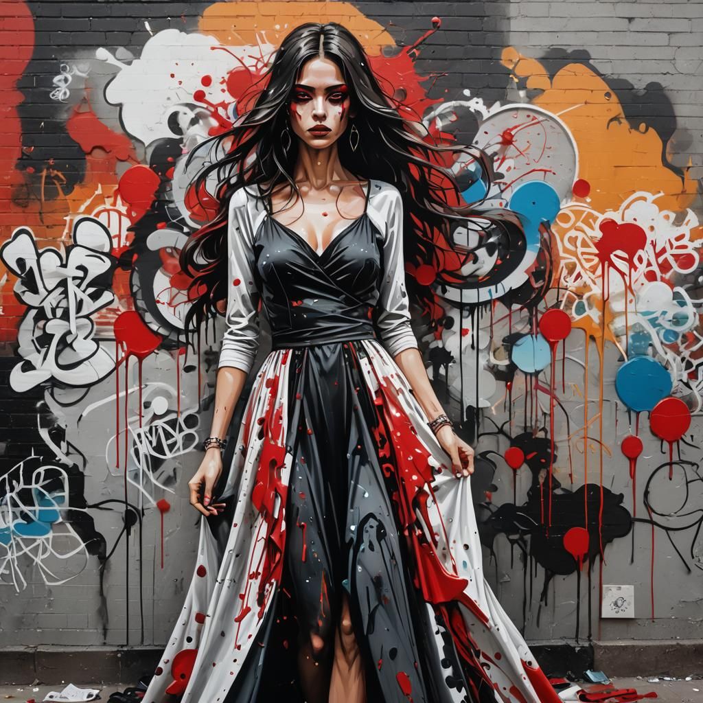 Cult Girl with Red Eyes: Graffiti Art