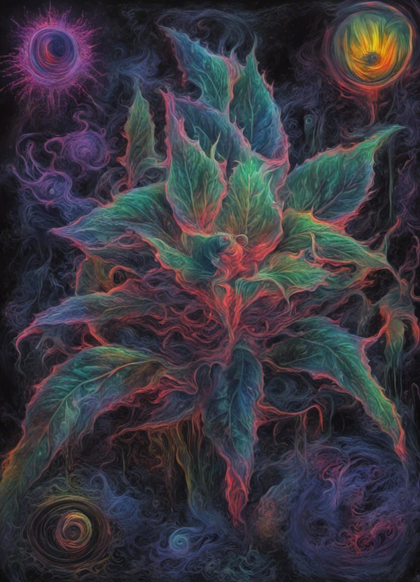 Marijuana Bud in Style of Bacon and Giger