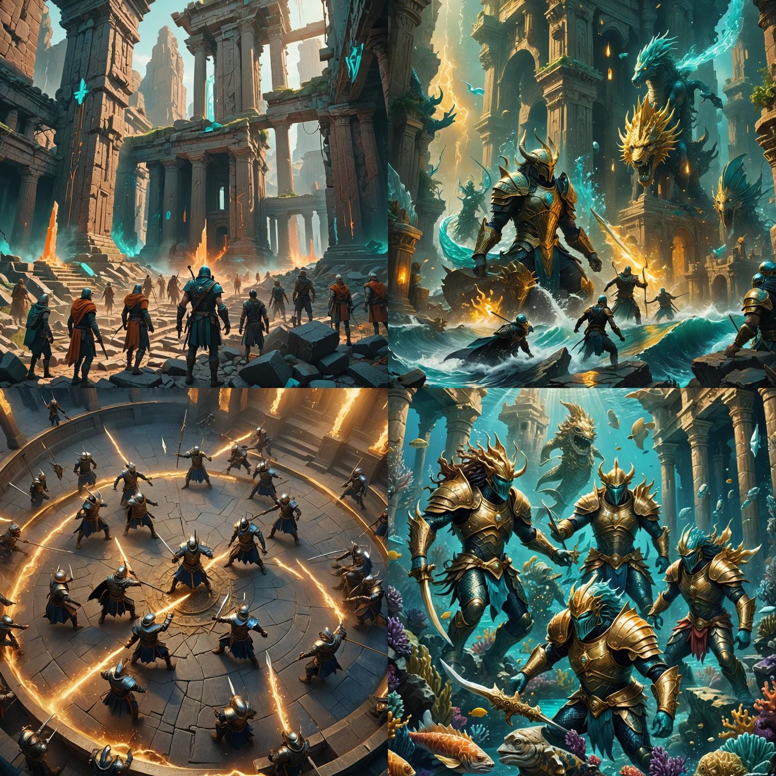 Epic Trident Battle: Detailed Matte Painting