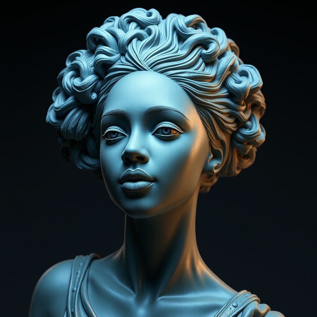 Elegant Soap Statue of Afro Woman in Deep Fantasy Colors