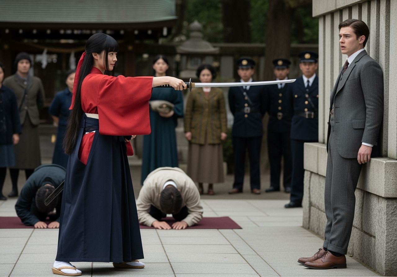 Taisho Era Swordswoman Confronts Terrified Baron Thomas