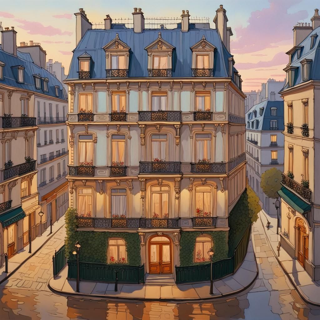 Intricate Belle Epoque House in Paris at Dusk