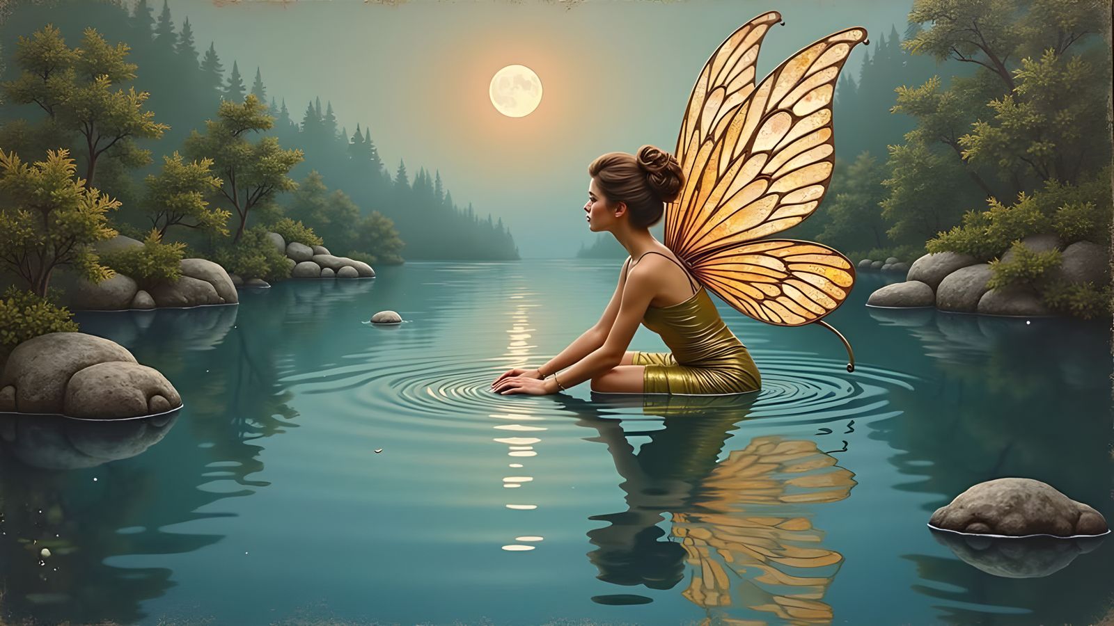 Whimsical Rainbow Fairy in Modern Fractal Art Style