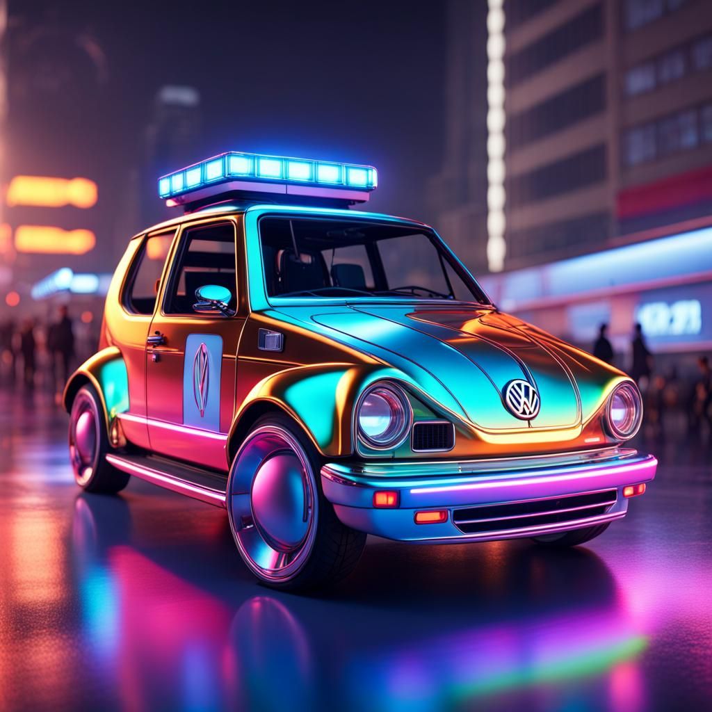 Robotic VW Golf Ambulance with Neon Circuitry