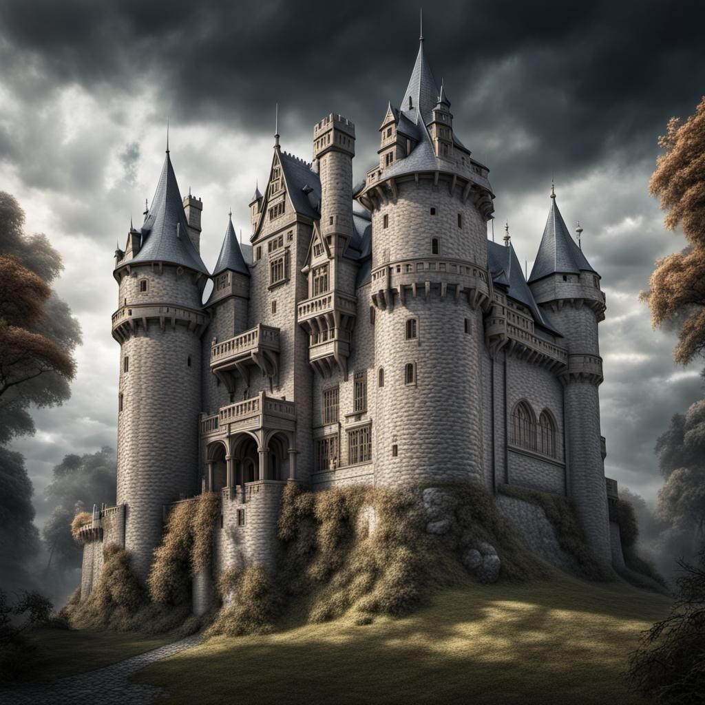 Transparent 3D Castle with Intricate Details