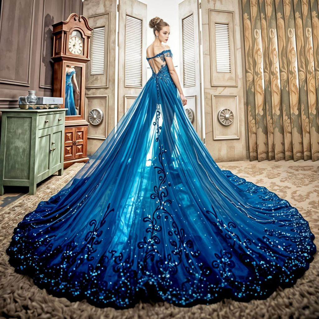Goddess in a Sparkling Blue Ombre Evening Gown