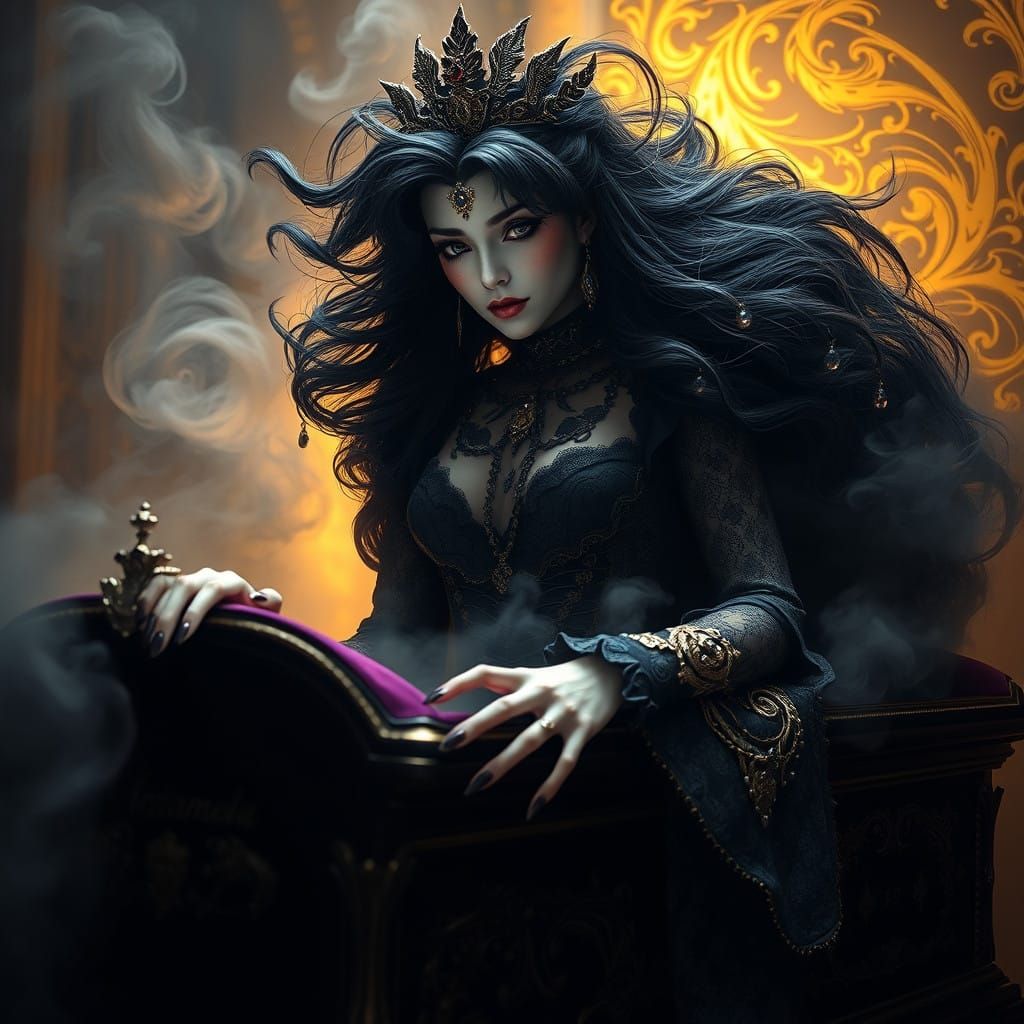 Gothic Vampire Queen Rises from Coffin in Victorian-Era Sple...