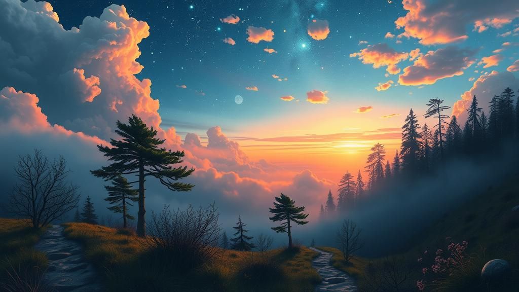 Mystical Realm: Daybreak and Night Entwined