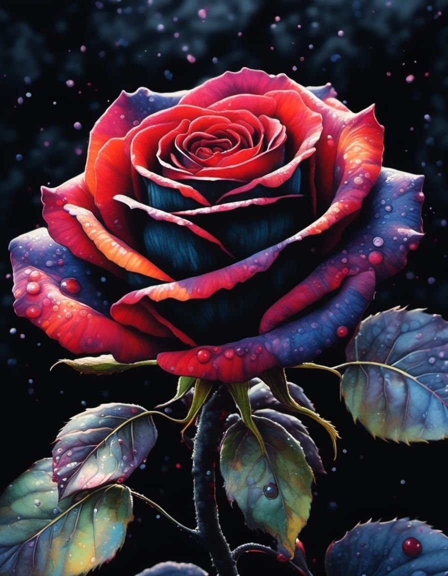 Black Rose in Super Hyperrealism Style