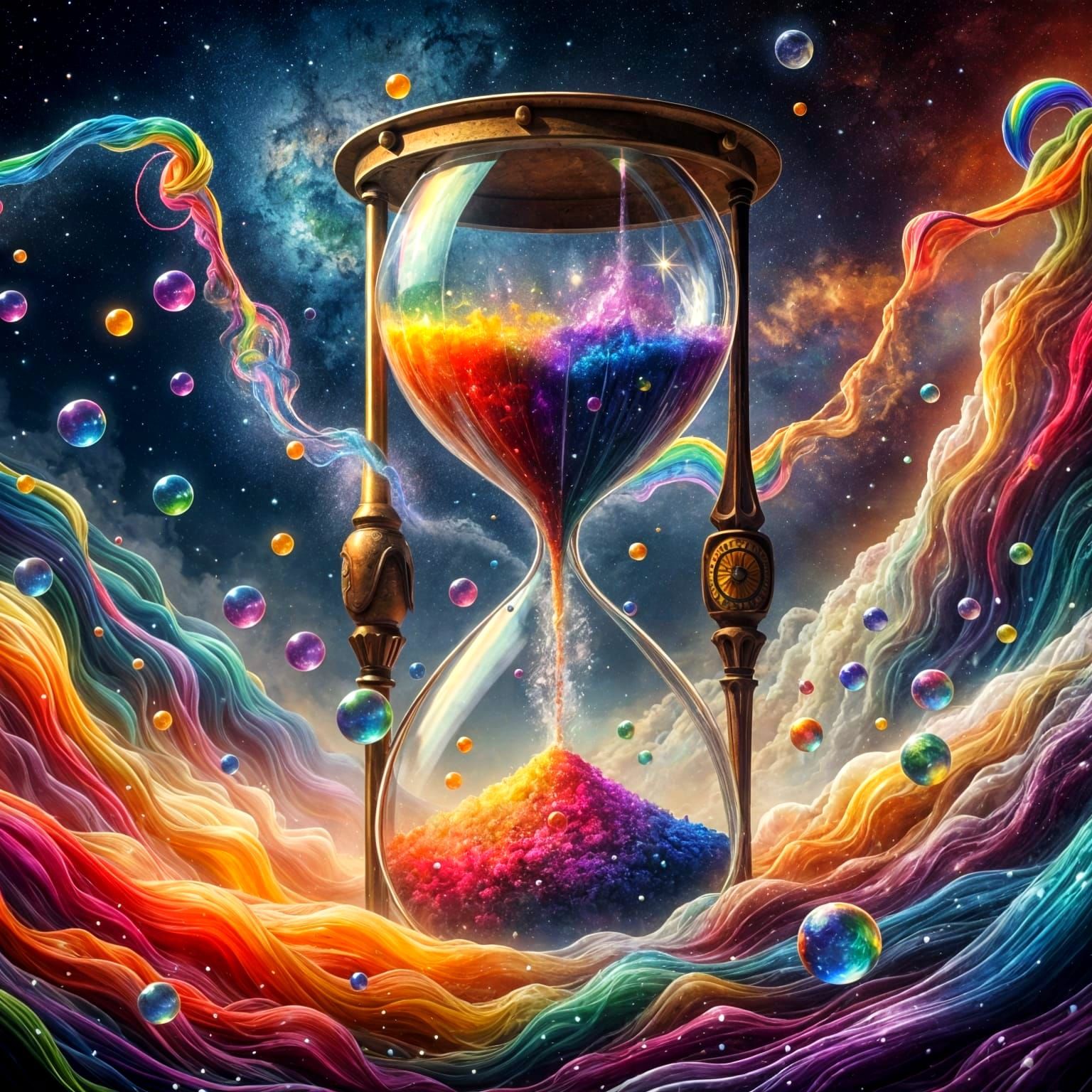 Vibrant Rainbow Energies Flow Through Time