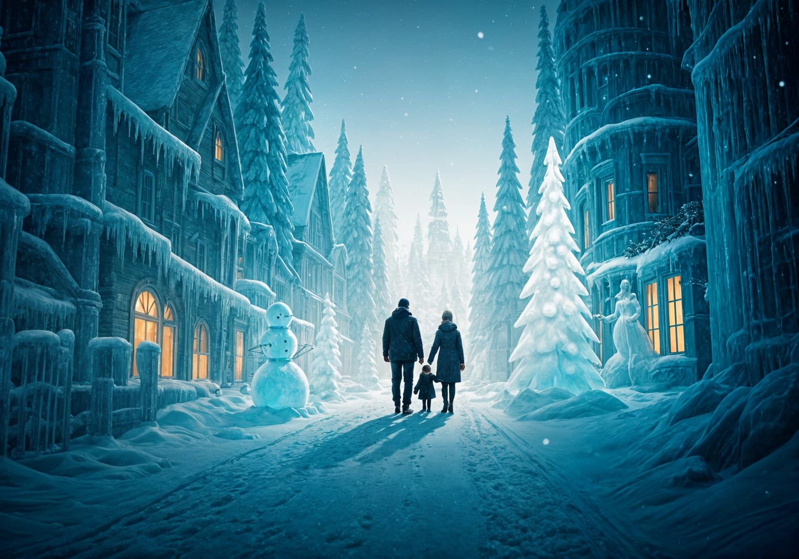 Serene Ice Town Winter Wonderland