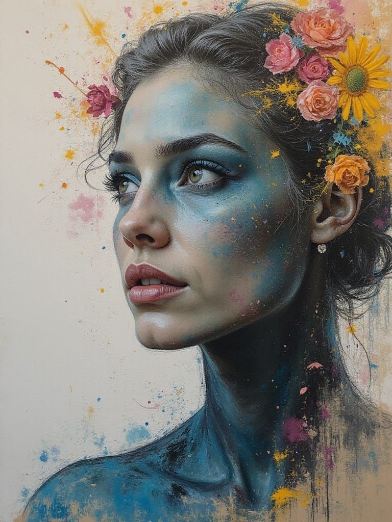 Airbrush Sculptural Rhythm Acrylic Wash Painted on Glass Tapestry