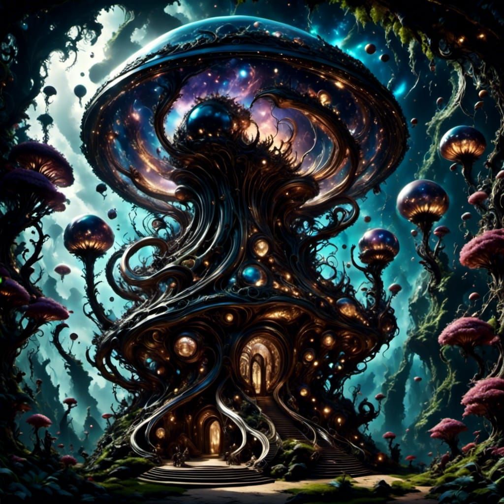 Celestial Planetarium Sanctuary with Floating Gods