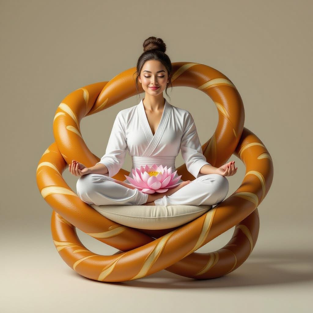 A photorealistic rocking chair twisted into a pretzel-like z...