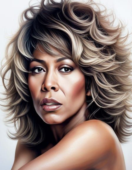 Hyperrealistic Portrait of Tina Turner with Vivid Colors