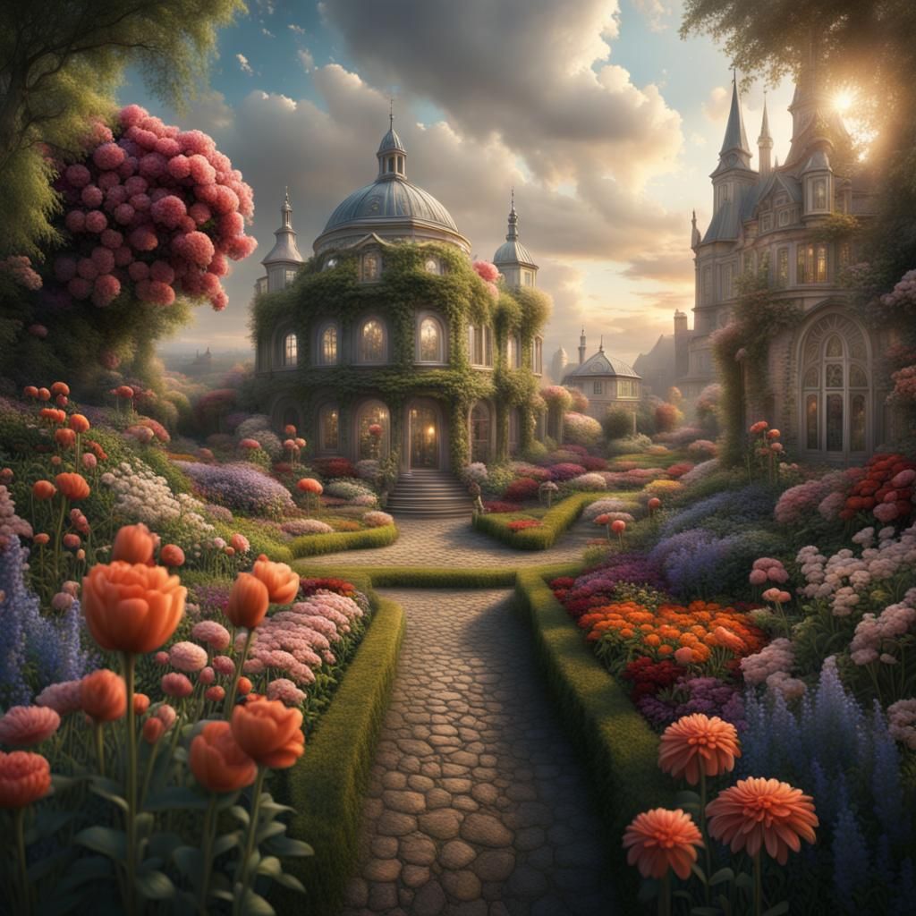 Epic Flower Garden Digital Matte Painting