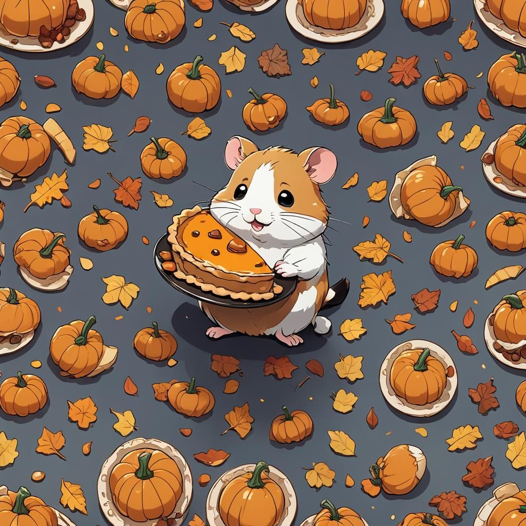 Hamster's Delight: Pumpkin Pie in Anime Style