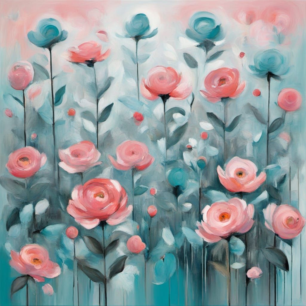 Surreal Turquoise Forget-Me-Nots in Misty Fog