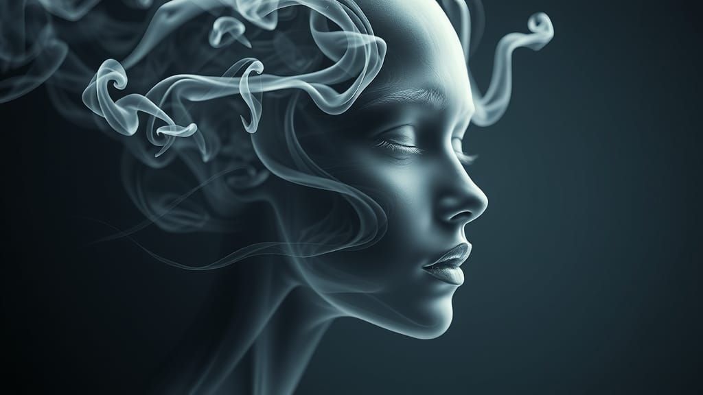 Ethereal Smoke Face in Surrealist Style