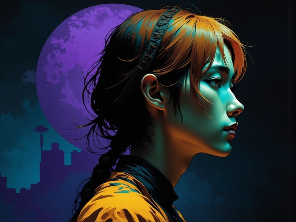 Moody Portrait in Art Nouveau Style