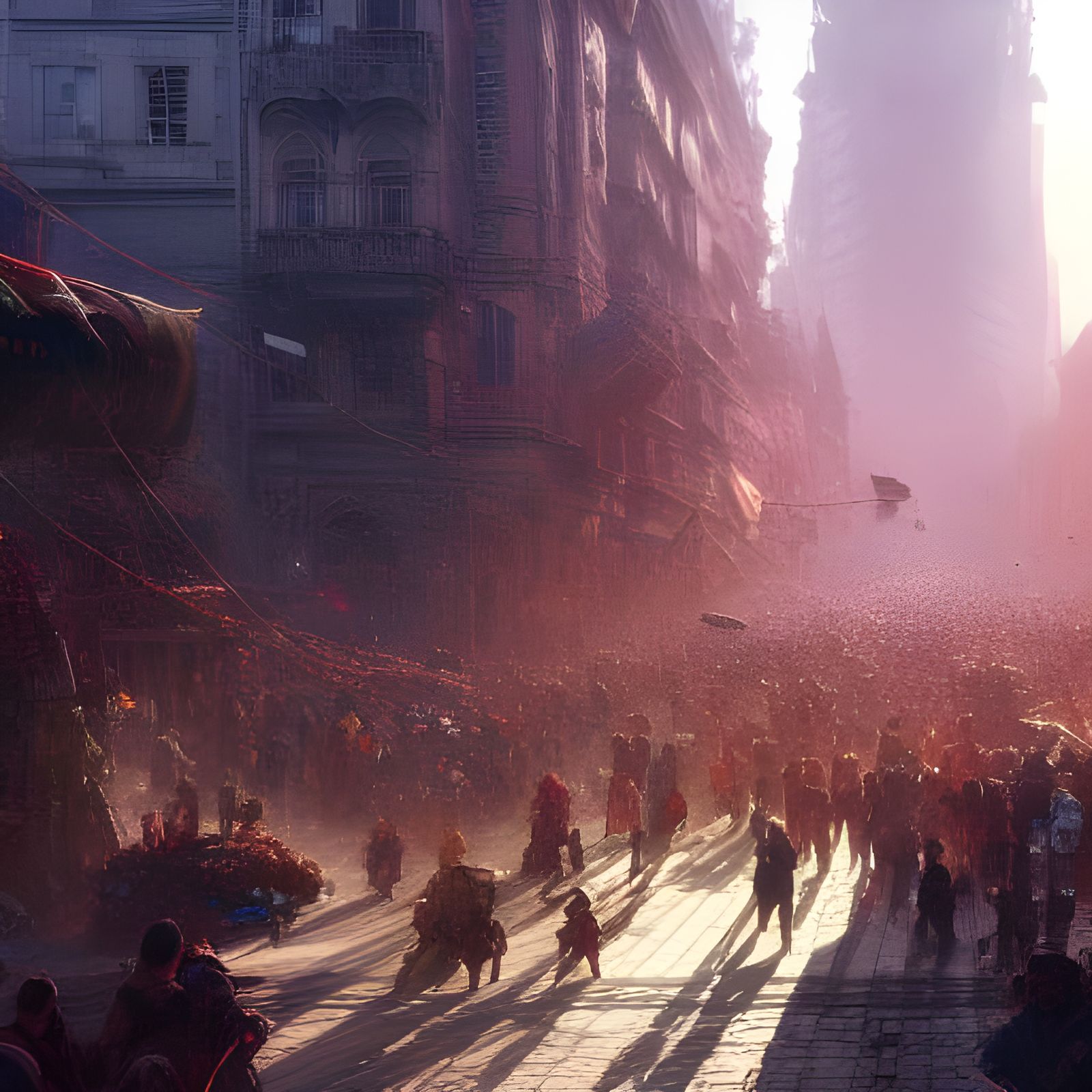 Crowded Hyperdetailed Scene with Dynamic Lighting