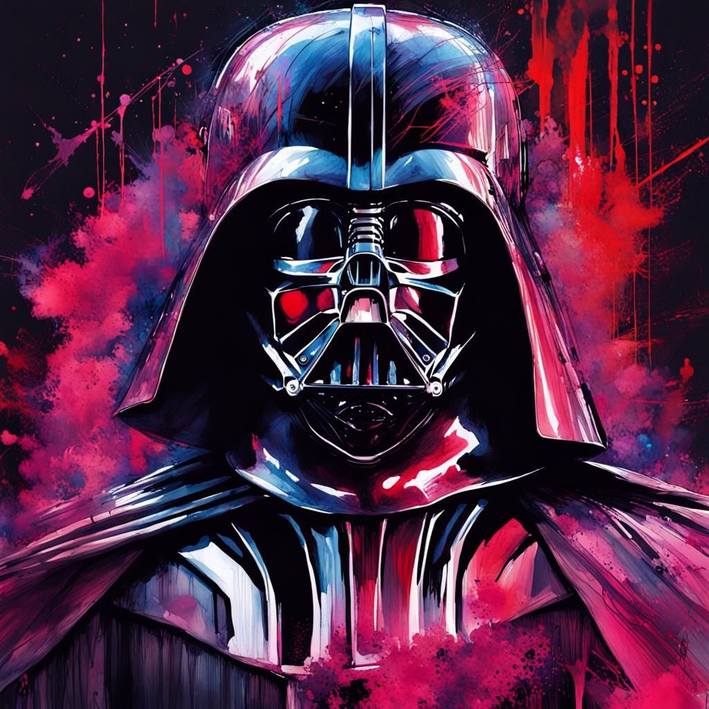 Darth Vader in Vaporwave Aesthetic, Black Light Art