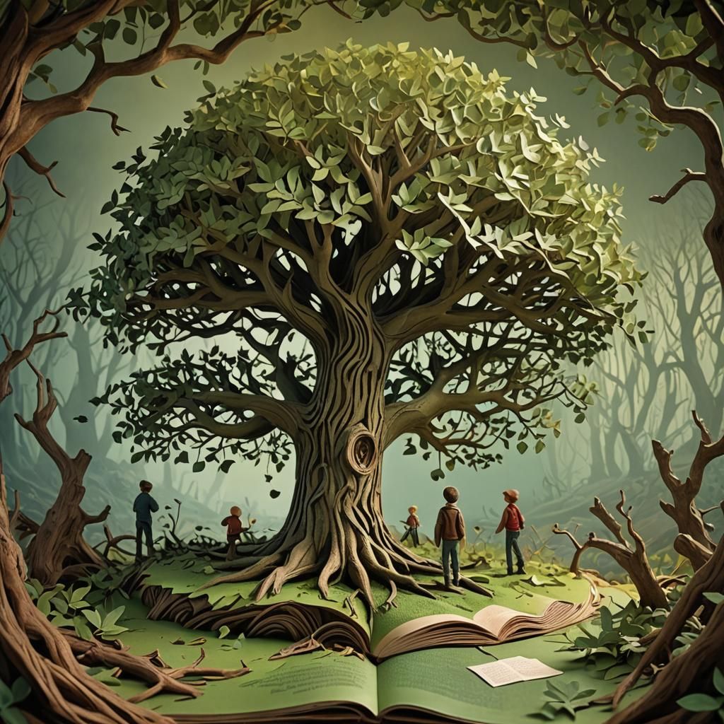 Giving Tree Pop-Up Book Page in 3D