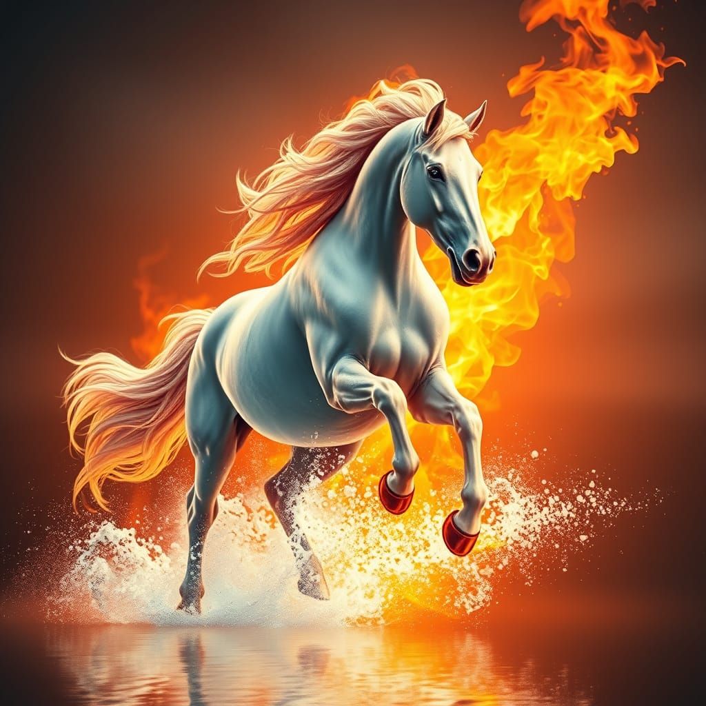 Majestic Horse Galloping in Fiery Aura
