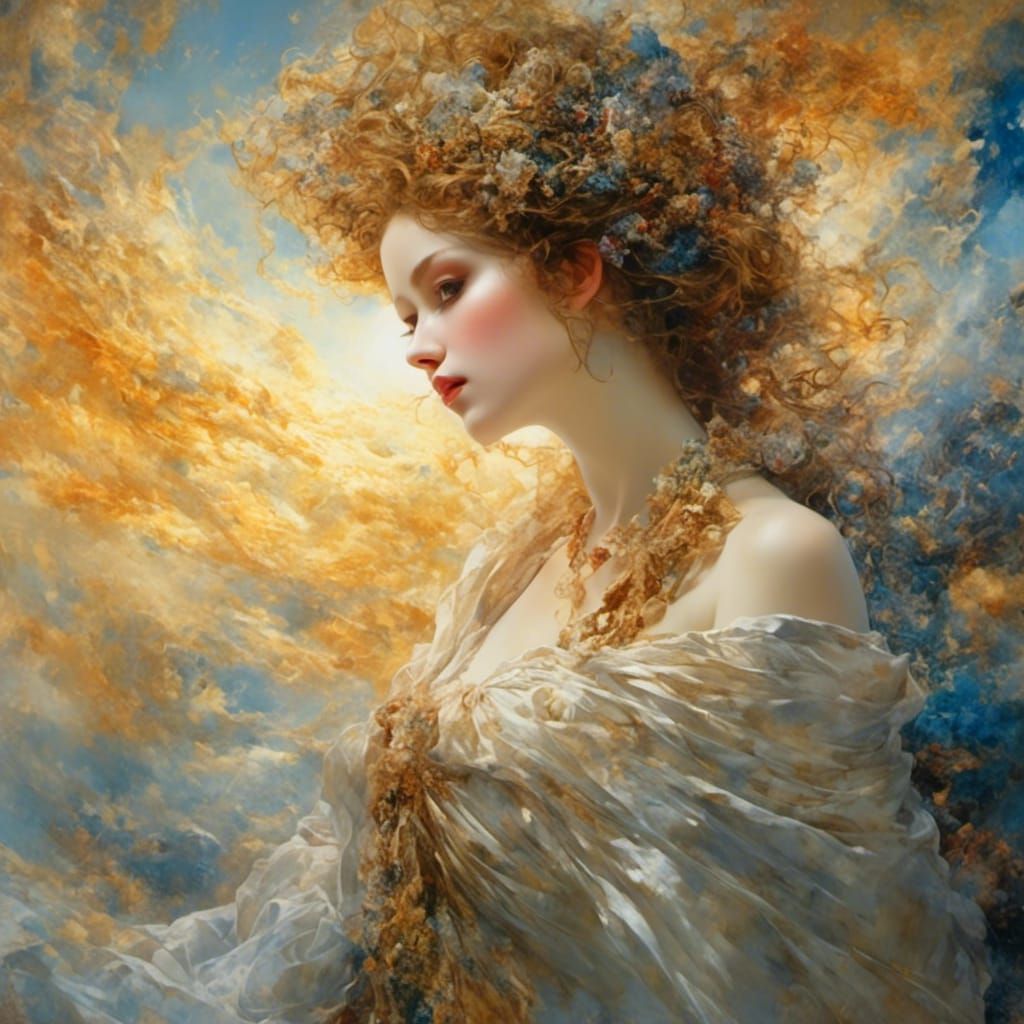 Woman in Art Nouveau Style Digital Painting