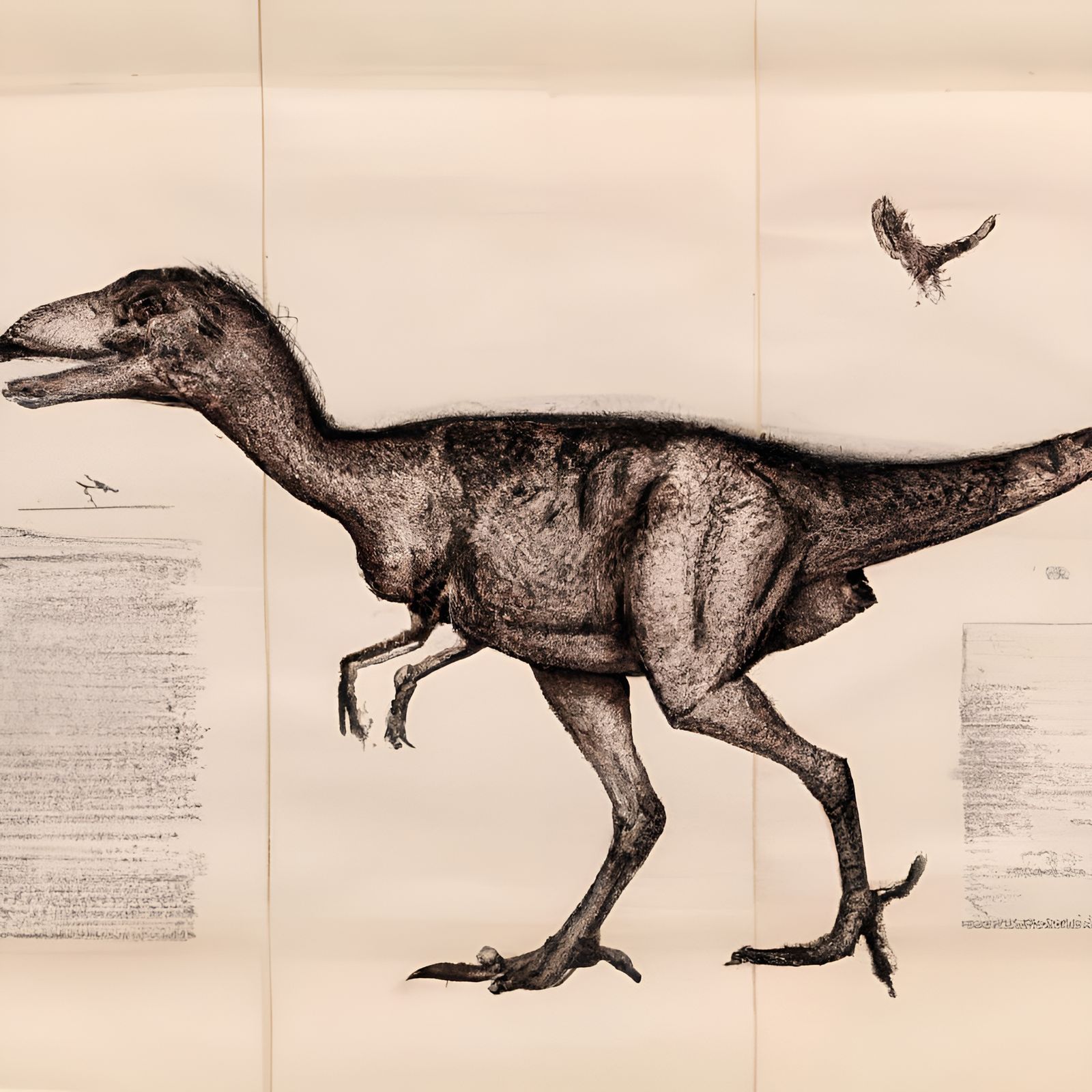 Da Vinci Style Drawings of Feathered Tyrannosaur