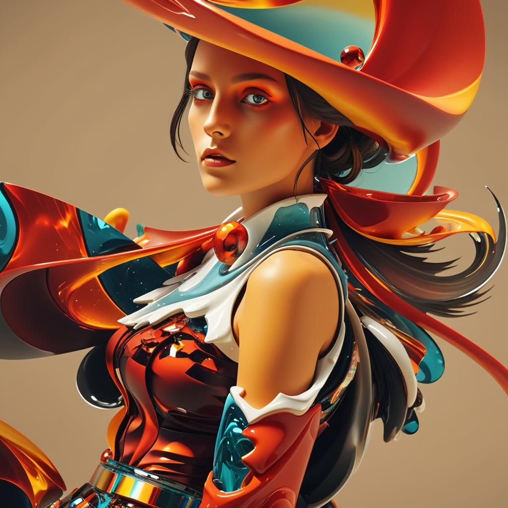 Fractal Galaxies in Cubist Surrealist Style