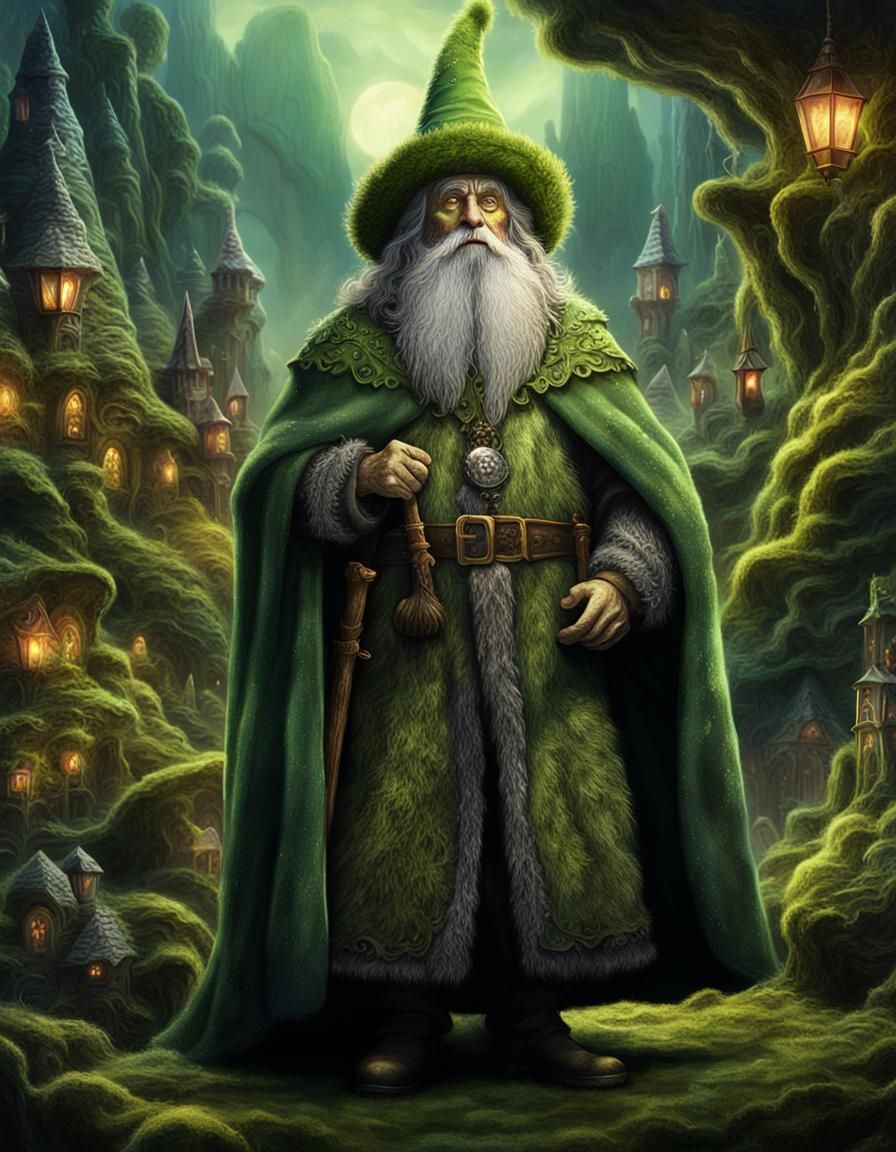 Surreal Holiday Elf in Whimsical Fantasy Landscape