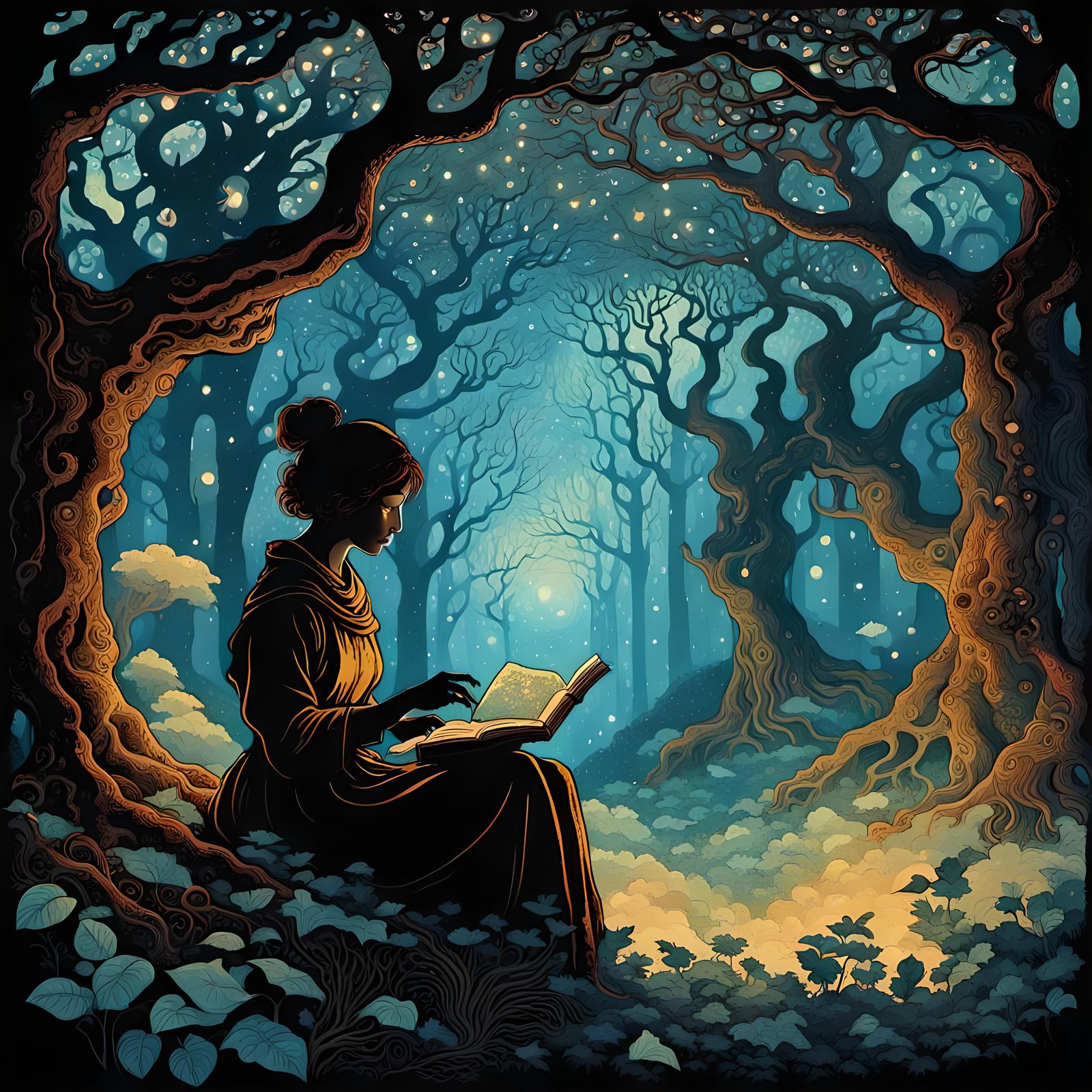 Magical Forest Reader: Dreamy Digital Painting