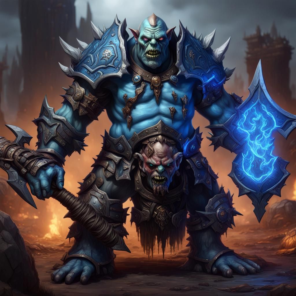 Zombie Ogre in Warcraft Style Armor