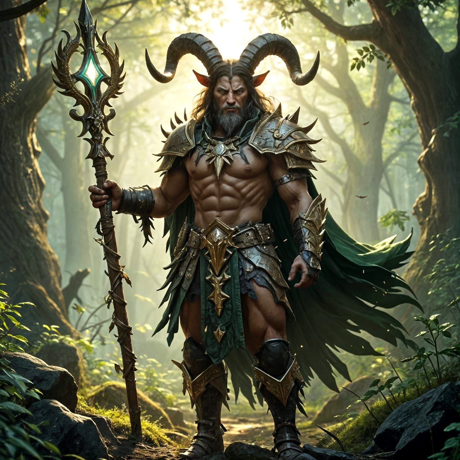 Majestic Forest Satyr Leader in Mythical Armor