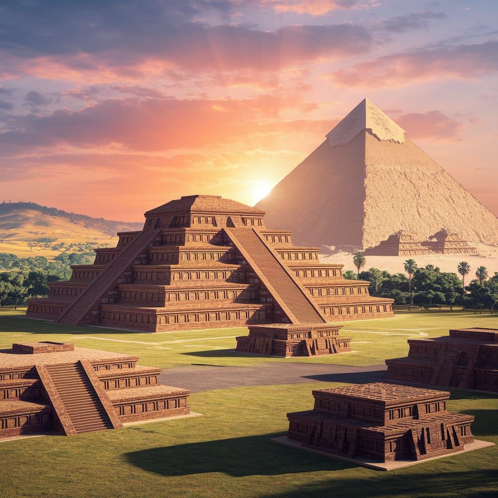 Aligned Pyramids: Teotihuacan and Giza in 3D Render