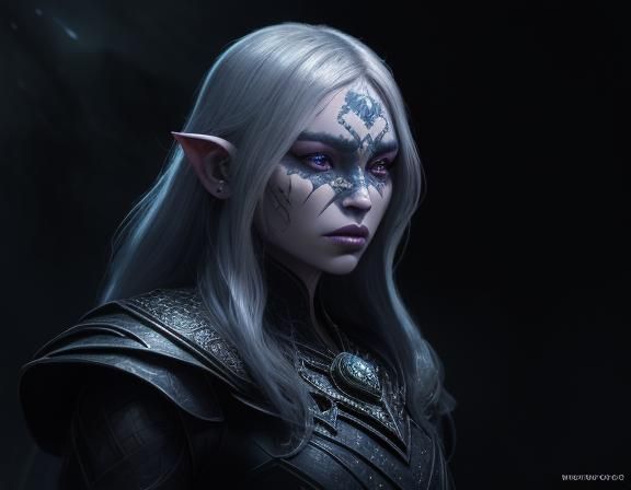 Drow Queen in Cavern: Hyperrealistic Fantasy Art