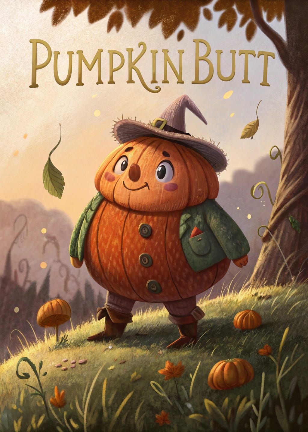 Anthropomorphic Pumpkin Character in Painterly Portrait Styl...