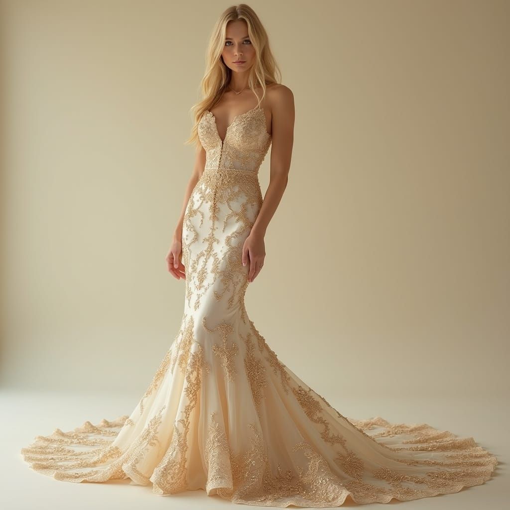 Gold-Hued Wedding Gown