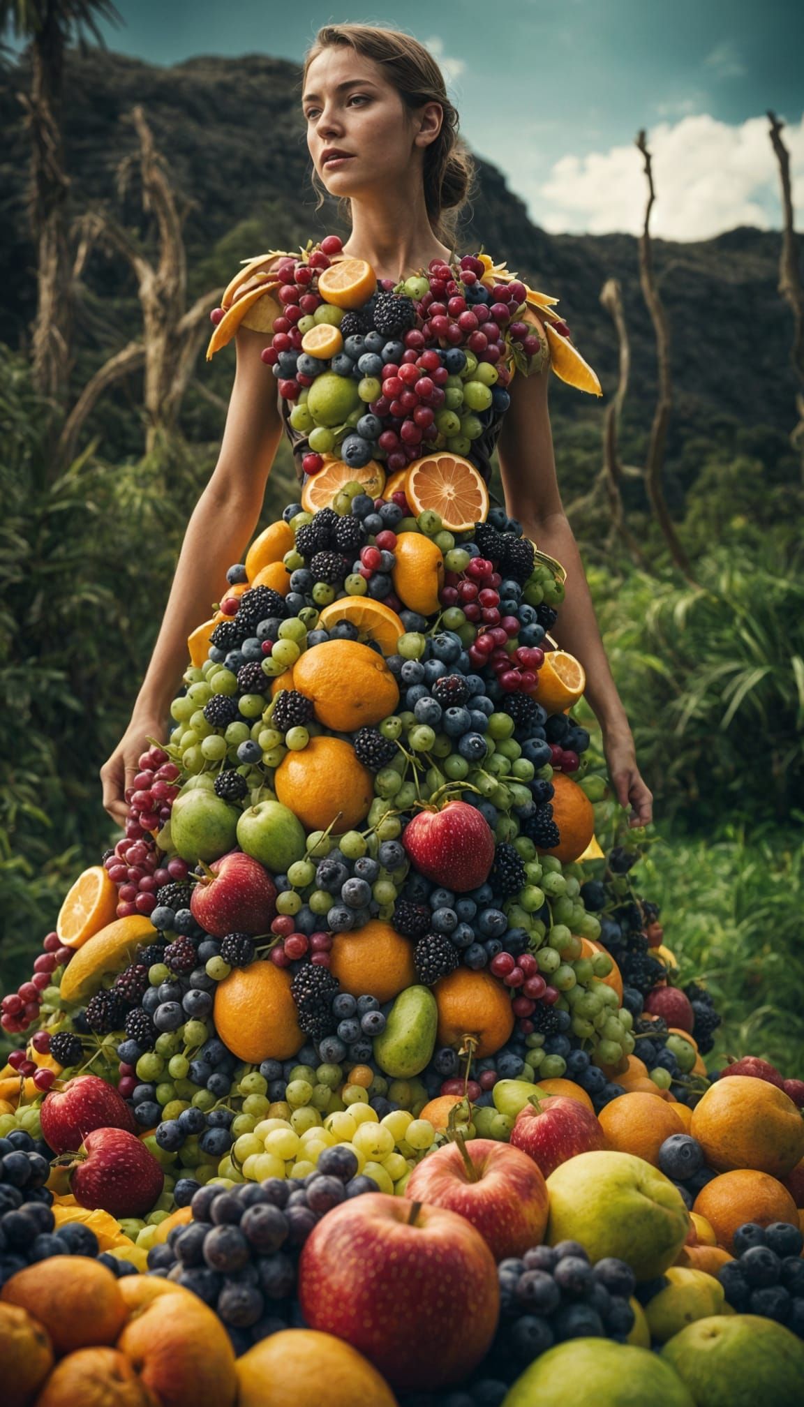 Dress Made of Fruit: Cinematic Film Still