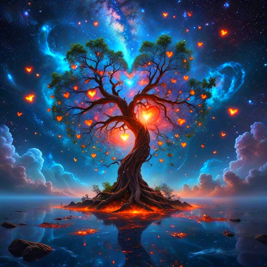 Ancient Cosmic Heart Tree Radiates Love