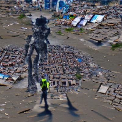 Ominous Shadow Figure Emerging from Darkness